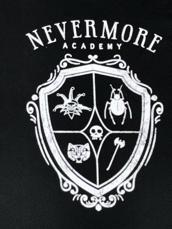 Wednesday Tops - Wednesday Nevermore Academy Cropped Tee, Black with White Graphic. Like New! 2XL